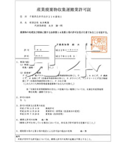 産業廃棄物収集運搬業許可証